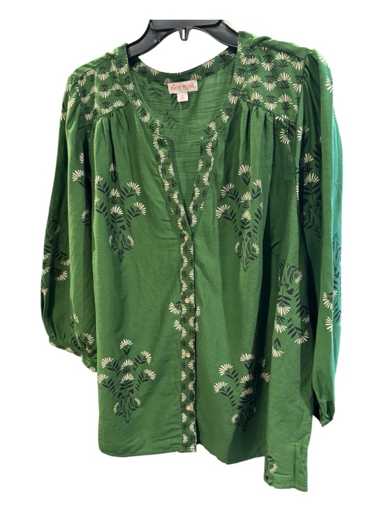Knox Rose Tops - Knox Rose Green Floral  Button-Down Shirt